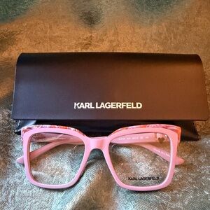 Brand New Karl Lagerfeld Pink Oversized Square Glasses